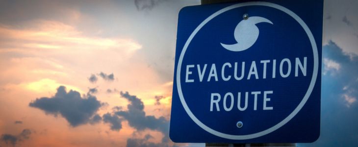 a hurricane evacuation route sign