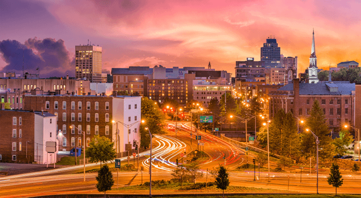 sunset view of worcester